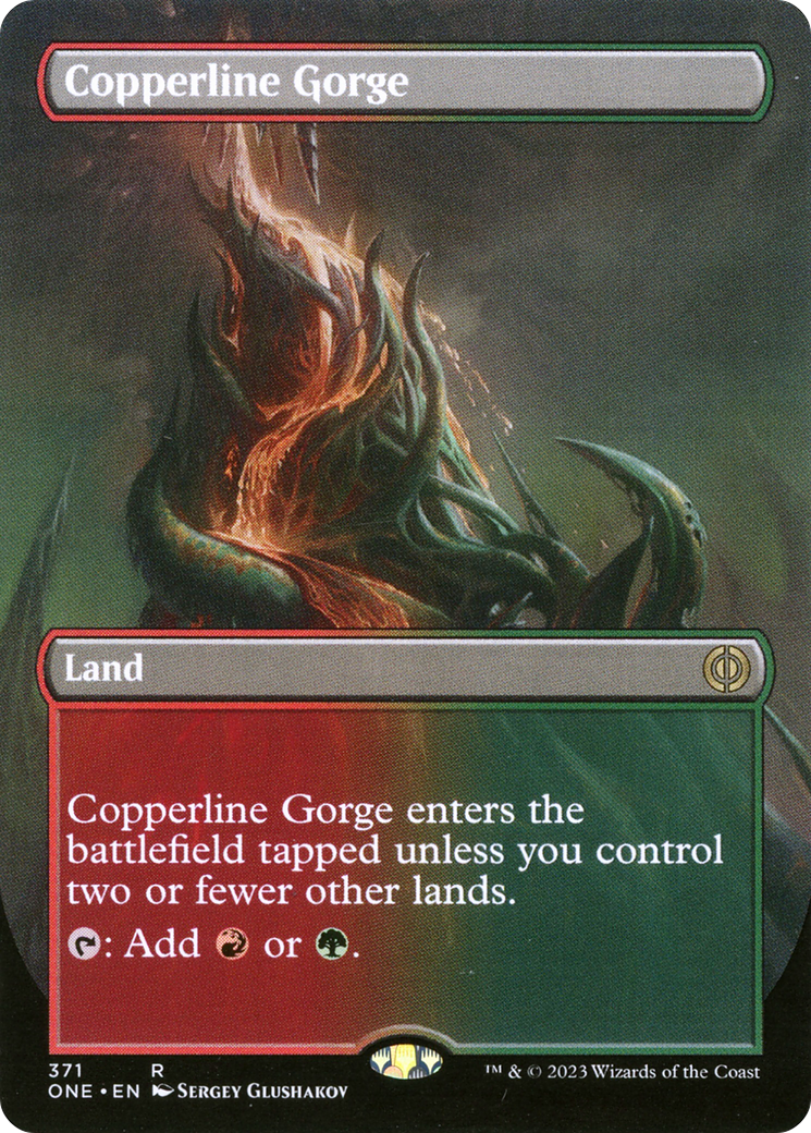 Copperline Gorge (Borderless Alternate Art) [Phyrexia: All Will Be One] | Rook's Games and More