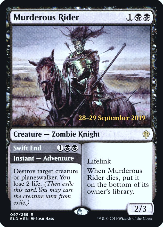 Murderous Rider // Swift End  [Throne of Eldraine Prerelease Promos] | Rook's Games and More