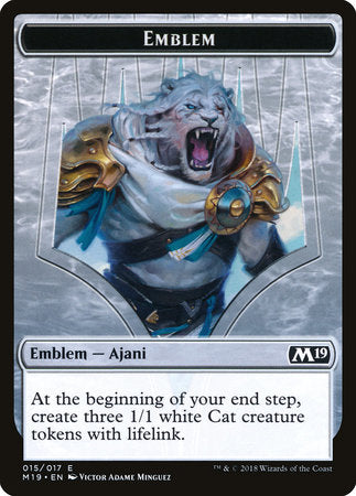 Emblem - Ajani, Adversary of Tyrants [Core Set 2019 Tokens] | Rook's Games and More