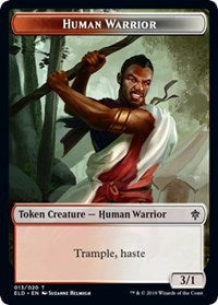 Human Warrior // Food (15) Double-sided Token [Throne of Eldraine Tokens] | Rook's Games and More