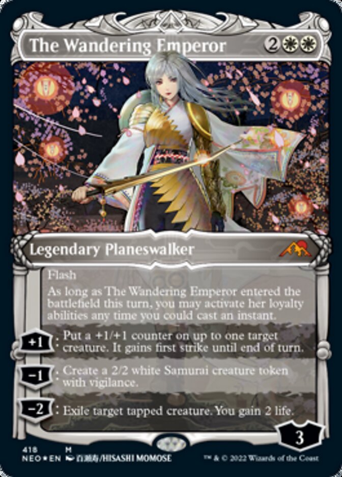 The Wandering Emperor (Showcase) (Foil Etched) [Kamigawa: Neon Dynasty] | Rook's Games and More