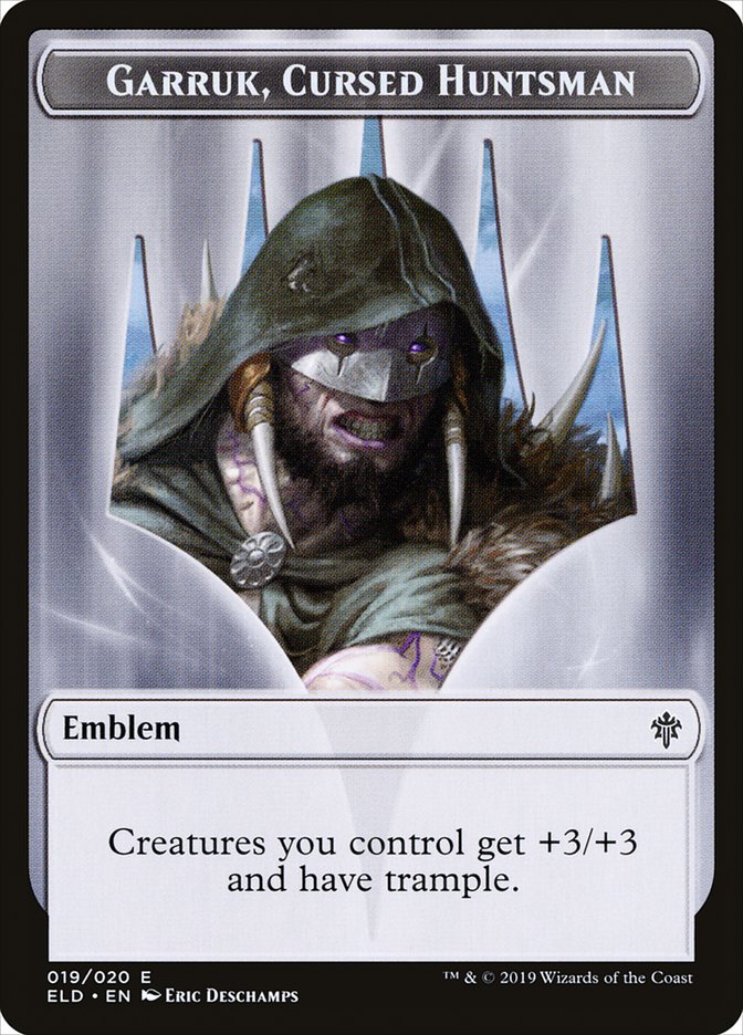 Garruk, Cursed Huntsman Emblem [Throne of Eldraine Tokens] | Rook's Games and More