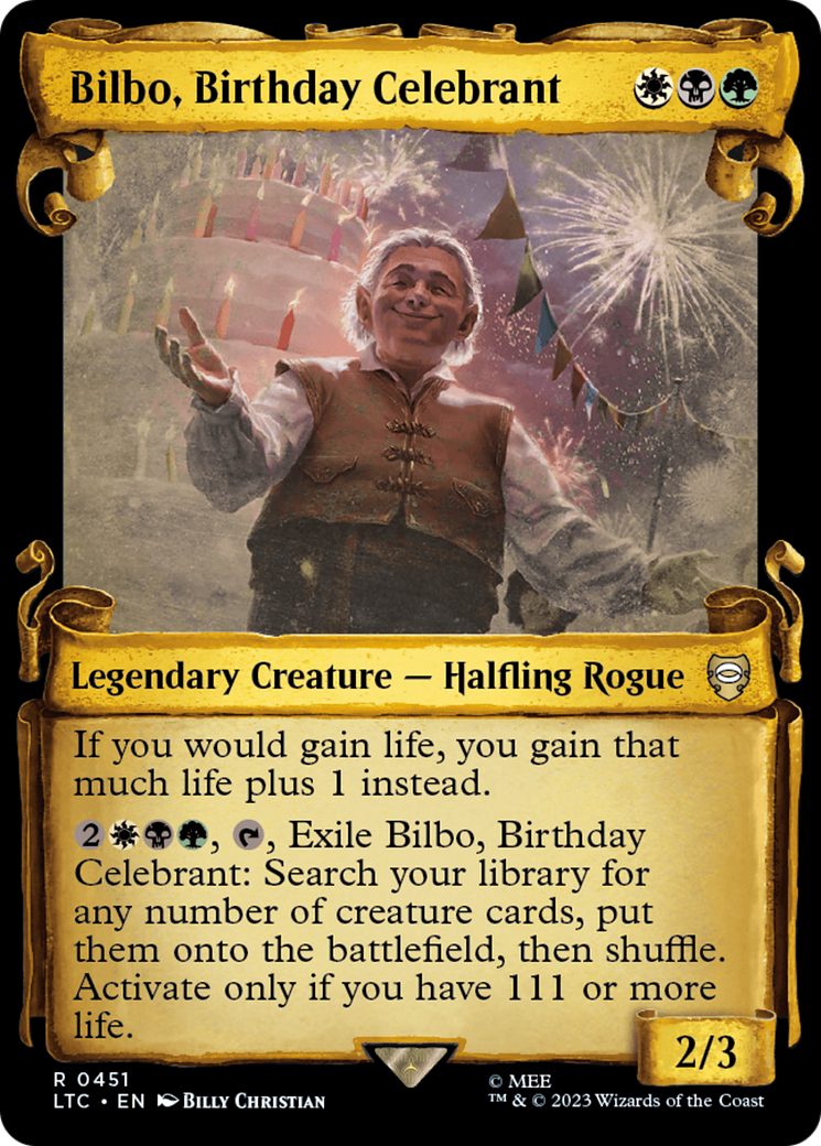 Bilbo, Birthday Celebrant [The Lord of the Rings: Tales of Middle-Earth Commander Showcase Scrolls] | Rook's Games and More