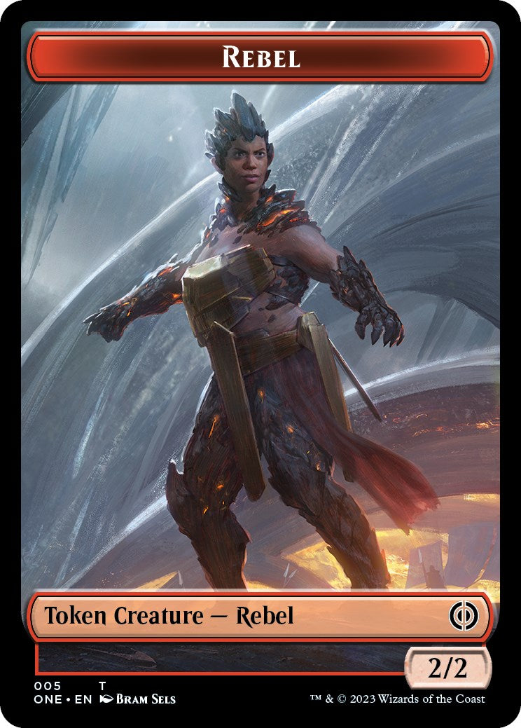 Rebel // Goblin Double-Sided Token [Phyrexia: All Will Be One Commander Tokens] | Rook's Games and More