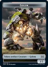 Golem // Elf Warrior Double-sided Token [Double Masters Tokens] | Rook's Games and More