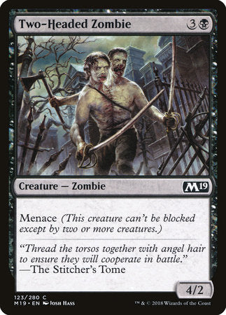 Two-Headed Zombie [Core Set 2019] | Rook's Games and More