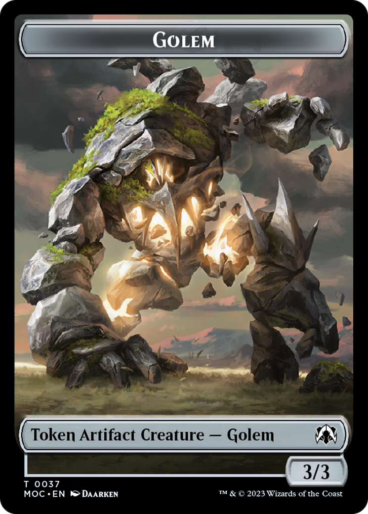 Golem // Clue Double-Sided Token [March of the Machine Commander Tokens] | Rook's Games and More