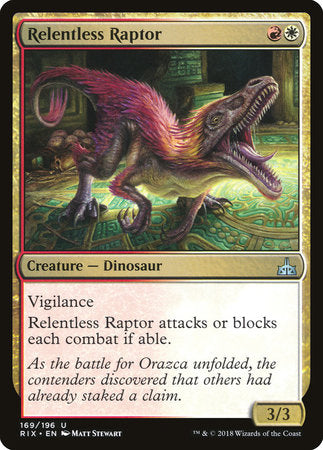 Relentless Raptor [Rivals of Ixalan] | Rook's Games and More