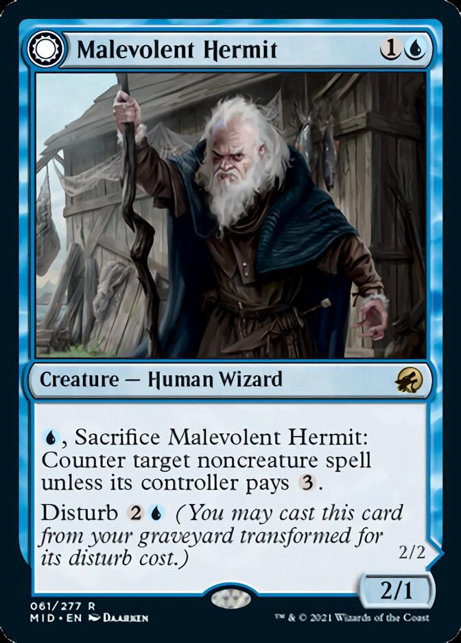 Malevolent Hermit // Benevolent Geist [Innistrad: Midnight Hunt] | Rook's Games and More