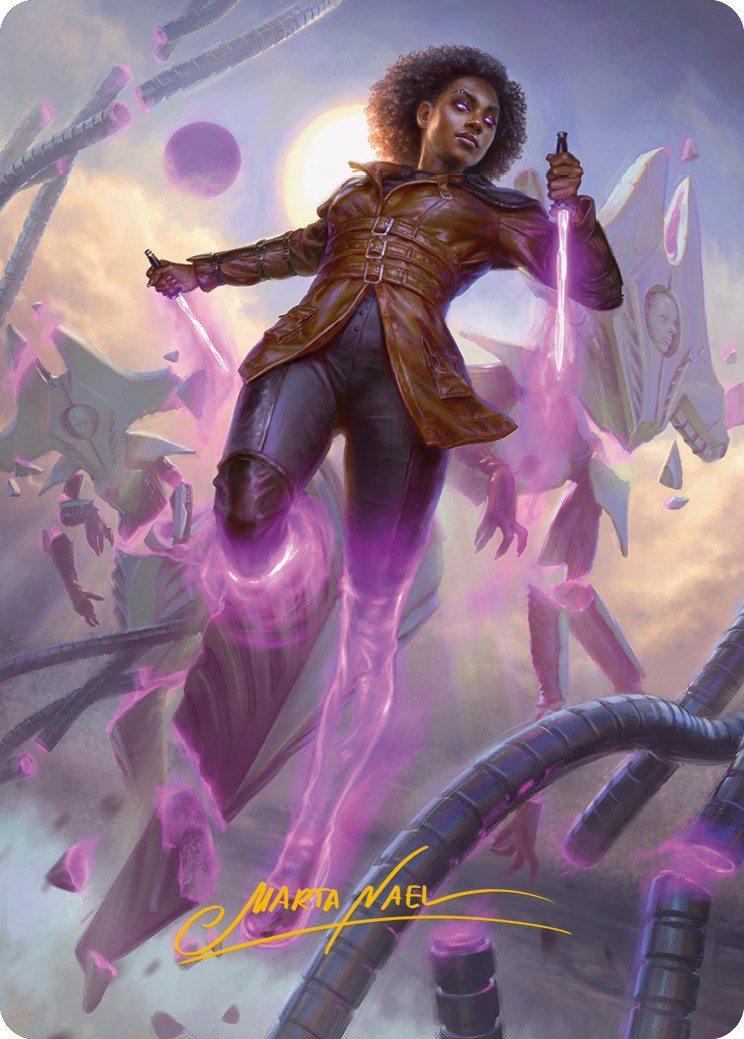 Kaya, Intangible Slayer Art Card (Gold-Stamped Signature) [Phyrexia: All Will Be One Art Series] | Rook's Games and More