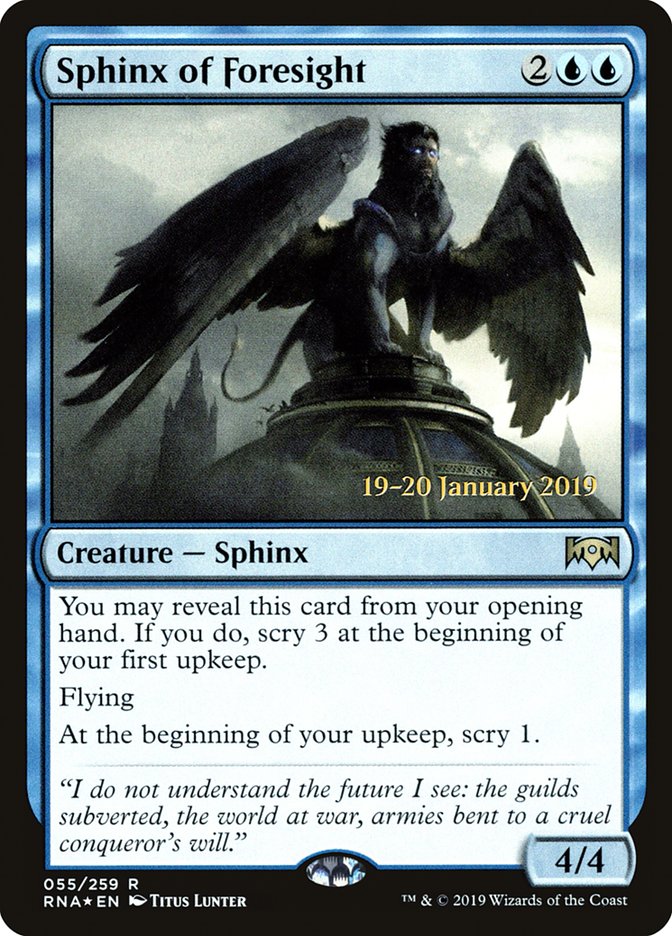 Sphinx of Foresight [Ravnica Allegiance Prerelease Promos] | Rook's Games and More