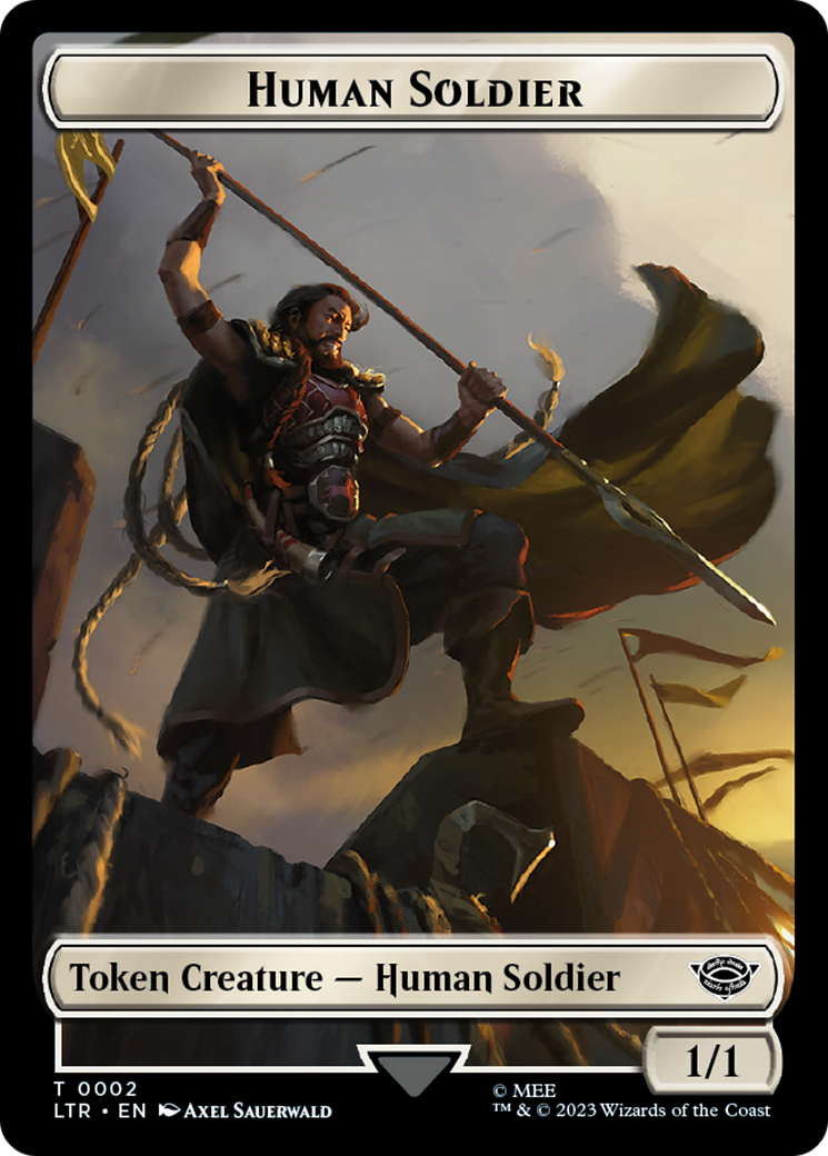 Human (04) // Human Soldier (02) Double-Sided Token [The Lord of the Rings: Tales of Middle-Earth Commander Tokens] | Rook's Games and More