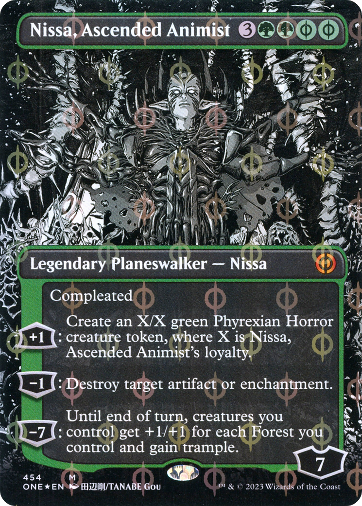 Nissa, Ascended Animist (Borderless Manga Step-and-Compleat Foil) [Phyrexia: All Will Be One] | Rook's Games and More