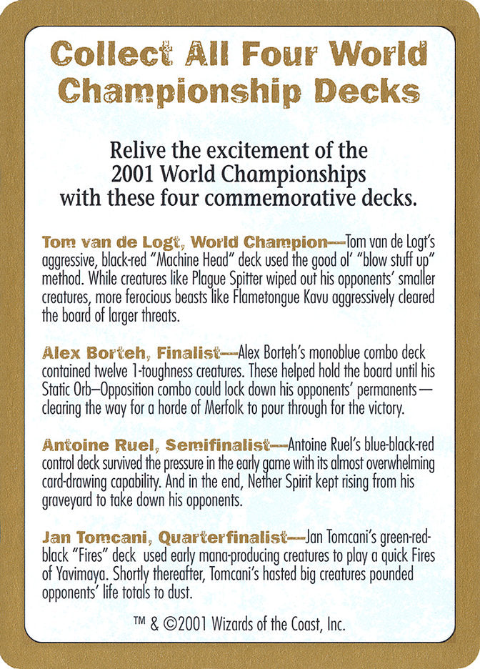 2001 World Championships Ad [World Championship Decks 2001] | Rook's Games and More