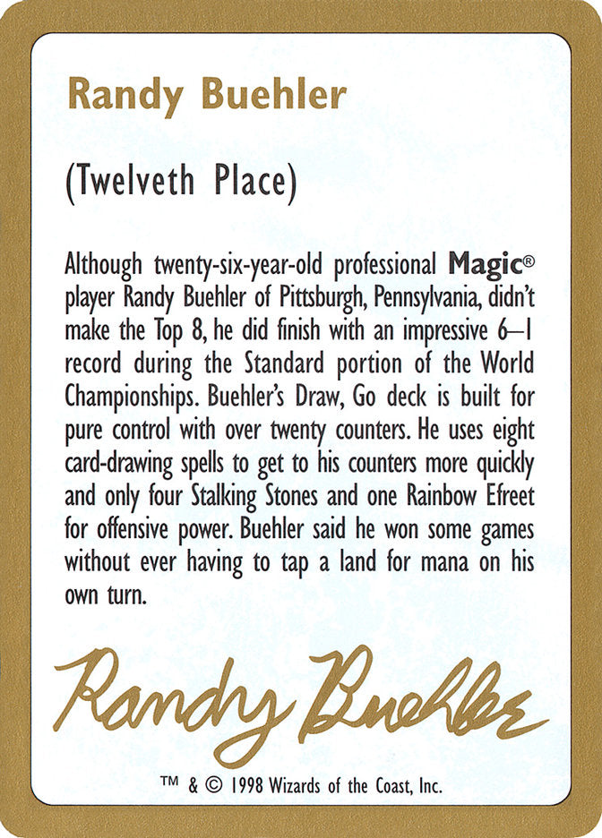 Randy Buehler Bio [World Championship Decks 1998] | Rook's Games and More