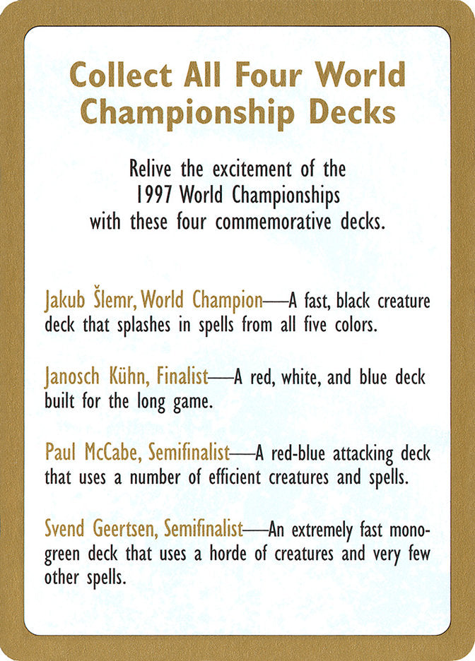 1997 World Championships Ad [World Championship Decks 1997] | Rook's Games and More