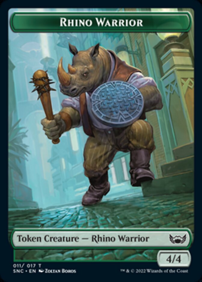 Fish // Rhino Warrior Double-sided Token [Streets of New Capenna Tokens] | Rook's Games and More