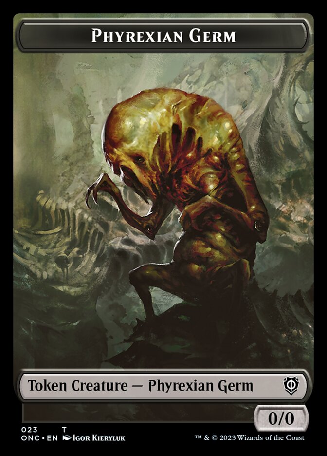 Rebel // Phyrexian Germ Double-Sided Token [Phyrexia: All Will Be One Commander Tokens] | Rook's Games and More