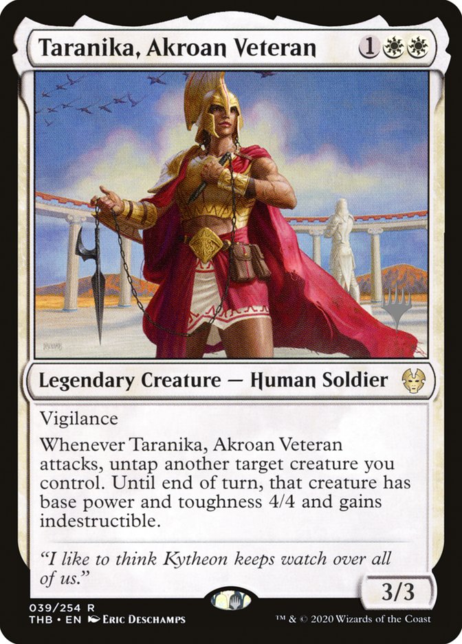 Taranika, Akroan Veteran (Promo Pack) [Theros Beyond Death Promos] | Rook's Games and More