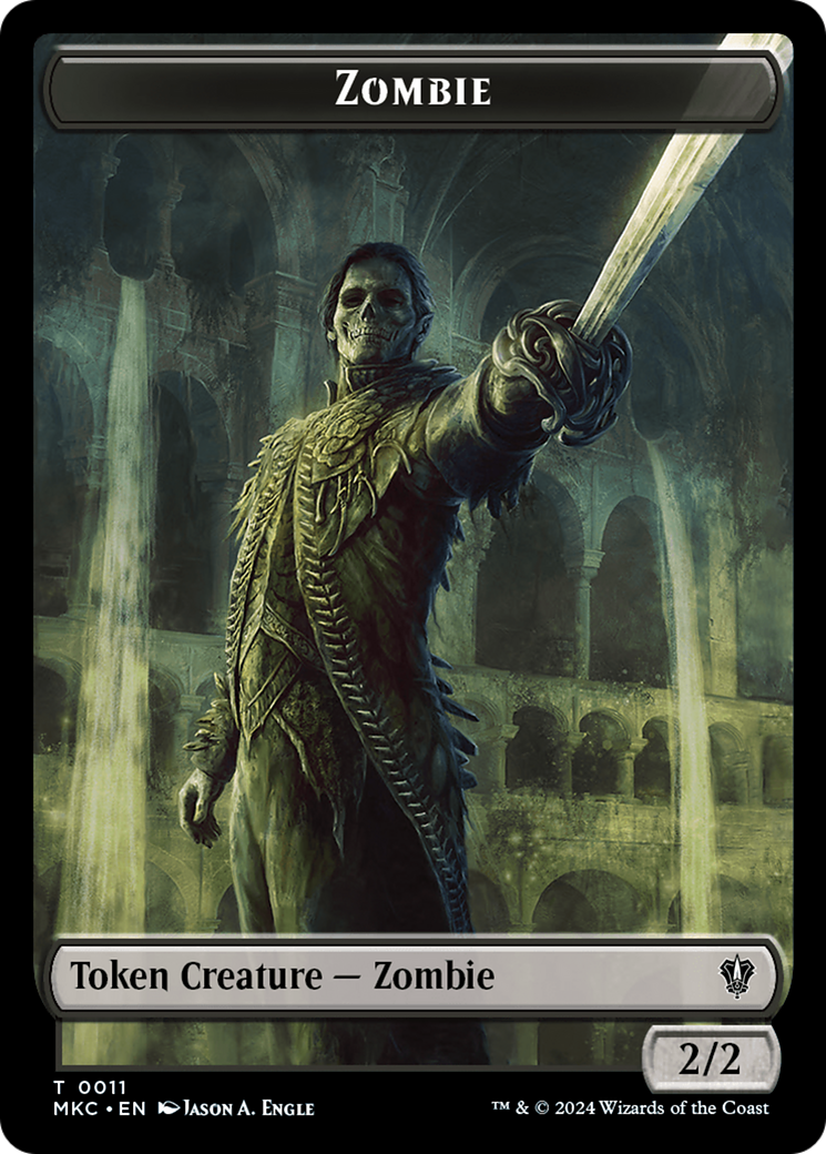 Vizier of Many Faces // Zombie Double-Sided Token [Murders at Karlov Manor Commander Tokens] | Rook's Games and More