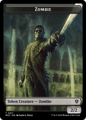 Salamander Warrior // Zombie Double-Sided Token [Murders at Karlov Manor Commander Tokens] | Rook's Games and More