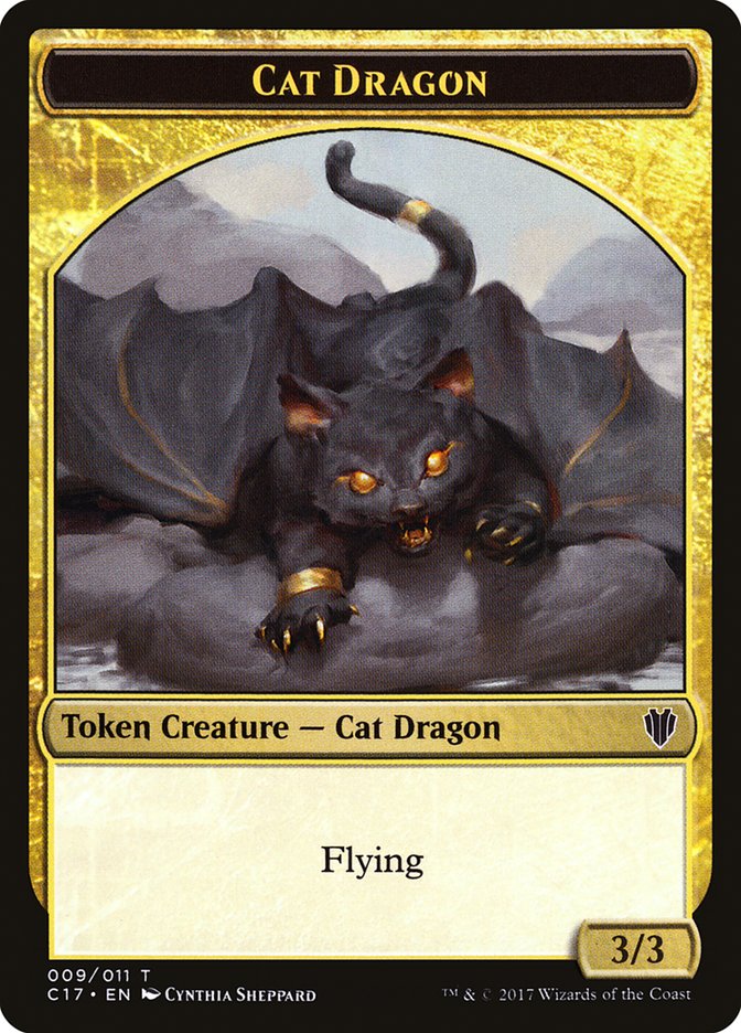 Cat Dragon // Dragon (007) Double-sided Token [Commander 2017 Tokens] | Rook's Games and More