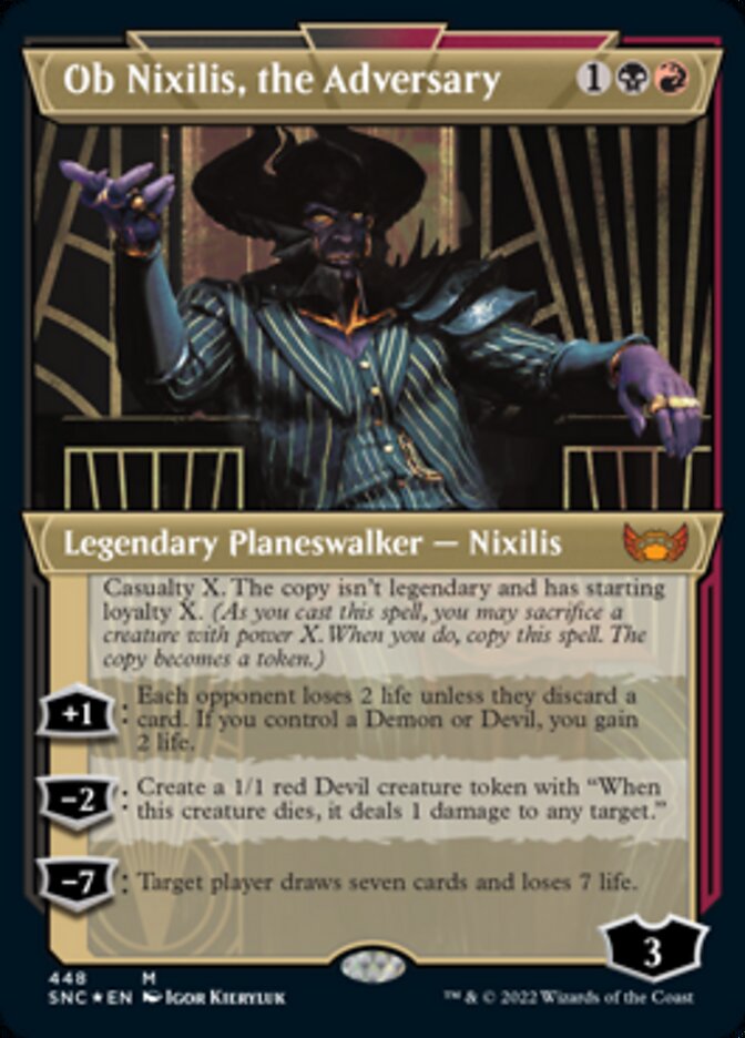 Ob Nixilis, the Adversary (Showcase Art Deco Foil Etched) [Streets of New Capenna] | Rook's Games and More