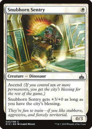 Snubhorn Sentry [Rivals of Ixalan] | Rook's Games and More