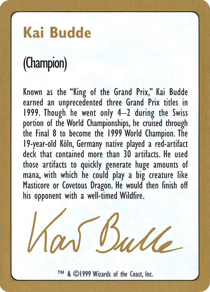 Kai Budde Bio [World Championship Decks 1999] | Rook's Games and More