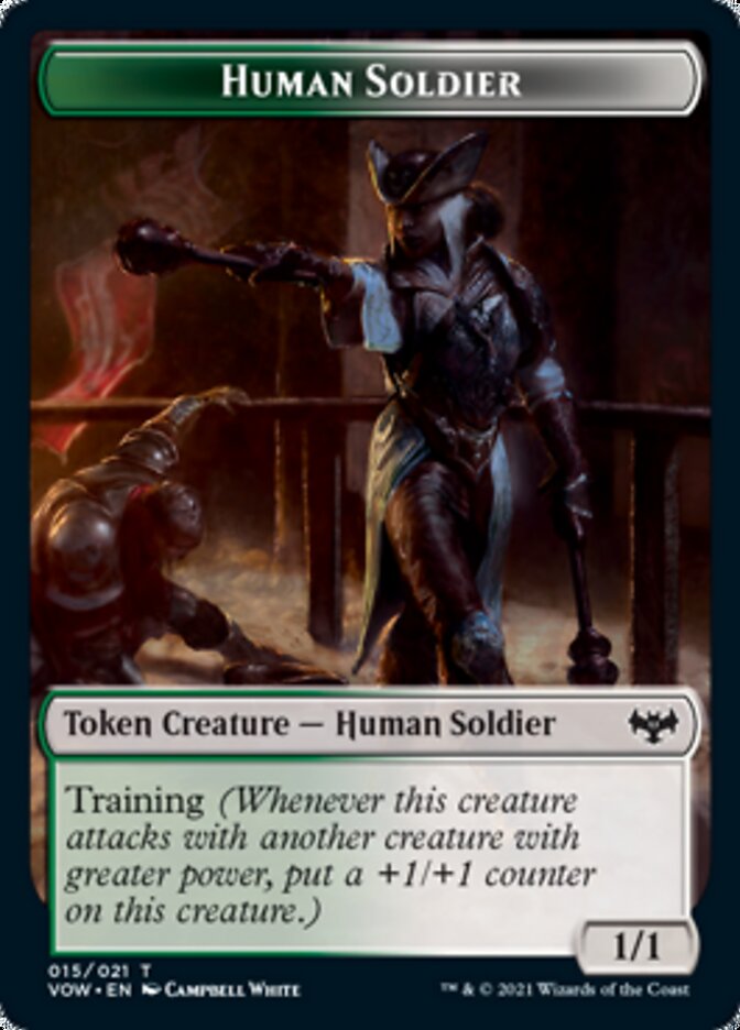 Zombie (008) // Human Soldier Double-sided Token [Innistrad: Crimson Vow Tokens] | Rook's Games and More