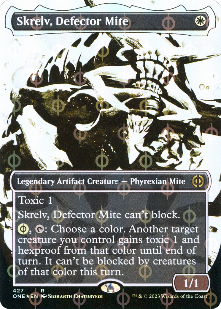 Skrelv, Defector Mite (Borderless Ichor Step-and-Compleat Foil) [Phyrexia: All Will Be One] | Rook's Games and More