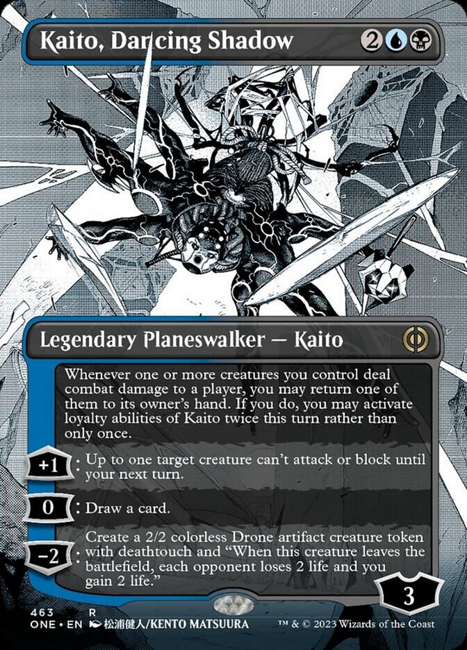 Kaito, Dancing Shadow (Borderless Manga Step-and-Compleat Foil) [Phyrexia: All Will Be One] | Rook's Games and More