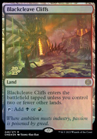 Blackcleave Cliffs [Phyrexia: All Will Be One Prerelease Promos] | Rook's Games and More