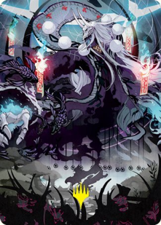 Echo of Death's Wail Art Card (Gold-Stamped Signature) [Kamigawa: Neon Dynasty Art Series] | Rook's Games and More