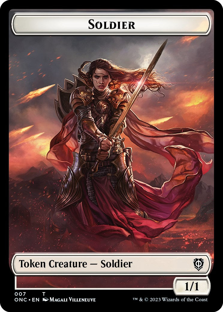 Soldier (007) // Angel Double-Sided Token [Phyrexia: All Will Be One Commander Tokens] | Rook's Games and More