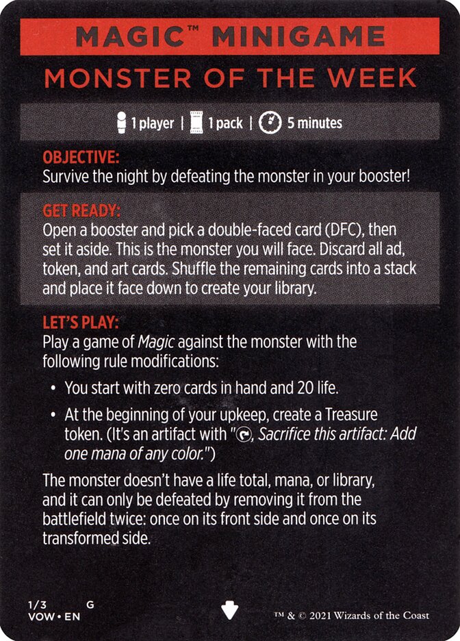 Monster of The Week (Magic Minigame) [Innistrad: Crimson Vow Minigame] | Rook's Games and More