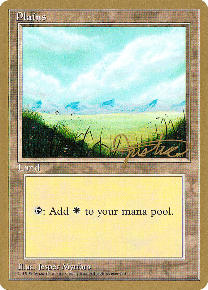 Plains (mj366) (Mark Justice) [Pro Tour Collector Set] | Rook's Games and More
