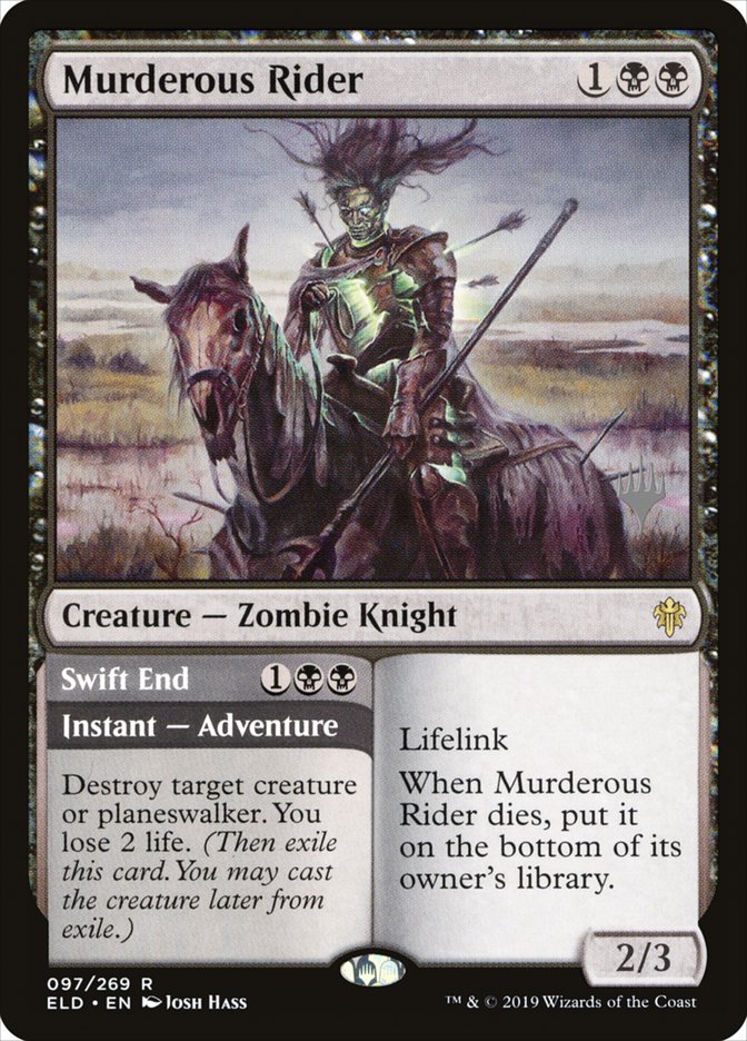 Murderous Rider // Swift End (Promo Pack) [Throne of Eldraine Promos] | Rook's Games and More