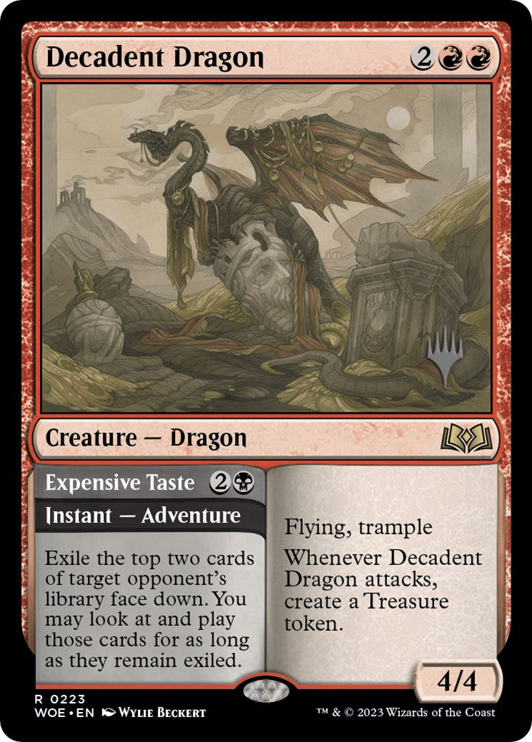 Decadent Dragon // Expensive Taste (Promo Pack) [Wilds of Eldraine Promos] | Rook's Games and More