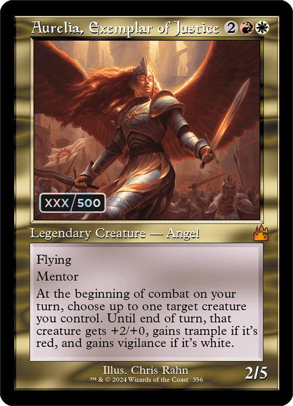 Aurelia, Exemplar of Justice (Retro) (Serialized) [Ravnica Remastered] | Rook's Games and More