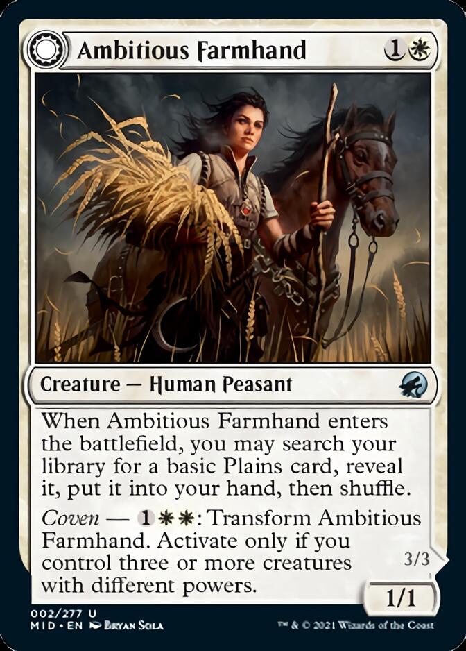 Ambitious Farmhand // Seasoned Cathar [Innistrad: Midnight Hunt] | Rook's Games and More