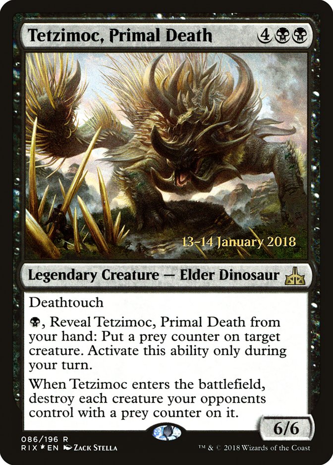 Tetzimoc, Primal Death [Rivals of Ixalan Prerelease Promos] | Rook's Games and More