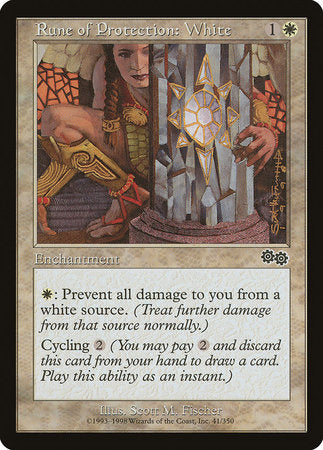 Rune of Protection: White [Urza's Saga] | Rook's Games and More