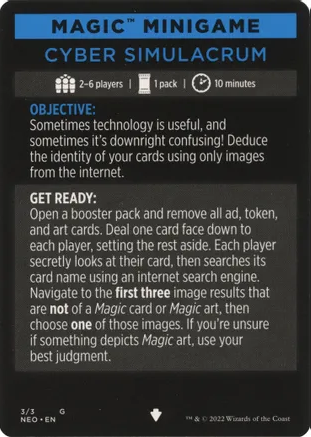 Cyber Simulacrum (Magic Minigame) [Kamigawa: Neon Dynasty Minigame] | Rook's Games and More