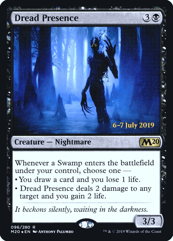 Dread Presence  [Core Set 2020 Prerelease Promos] | Rook's Games and More