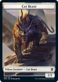 Cat Beast // Copy Double-sided Token [Zendikar Rising Tokens] | Rook's Games and More