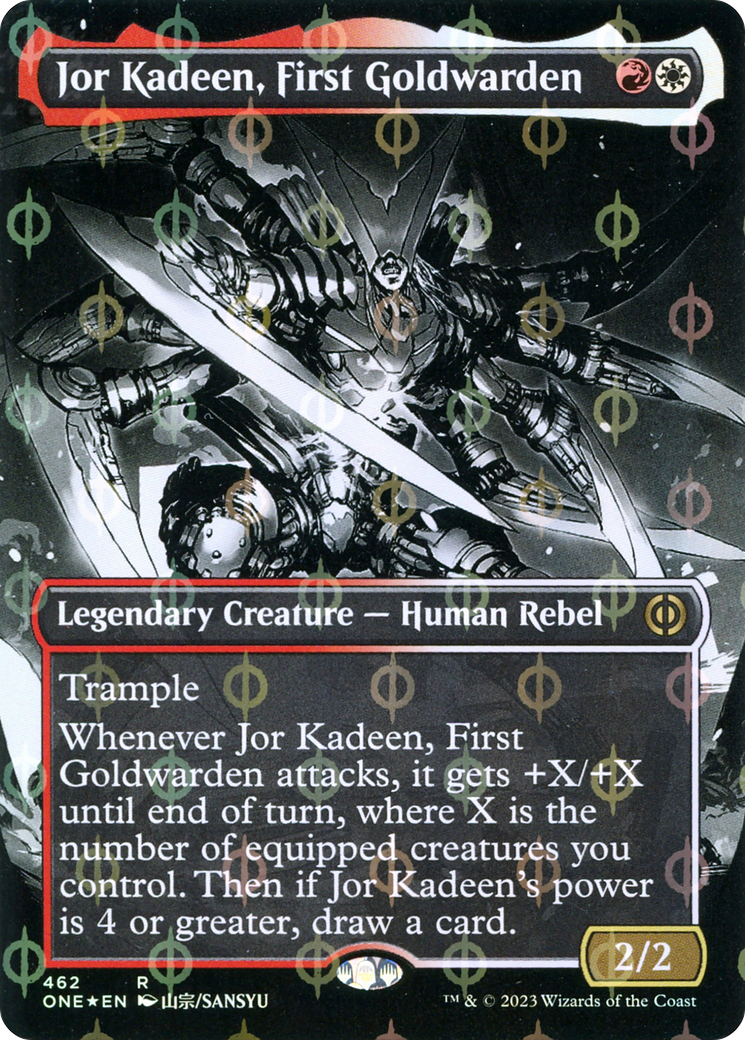 Jor Kadeen, First Goldwarden (Borderless Manga Step-and-Compleat Foil) [Phyrexia: All Will Be One] | Rook's Games and More