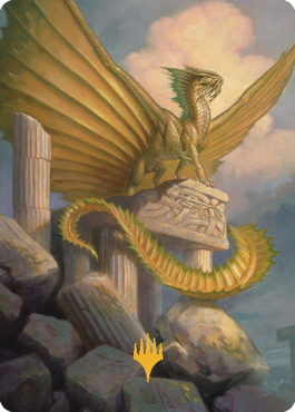 Ancient Gold Dragon Art Card (05) (Gold-Stamped Signature) [Commander Legends: Battle for Baldur's Gate Art Series] | Rook's Games and More