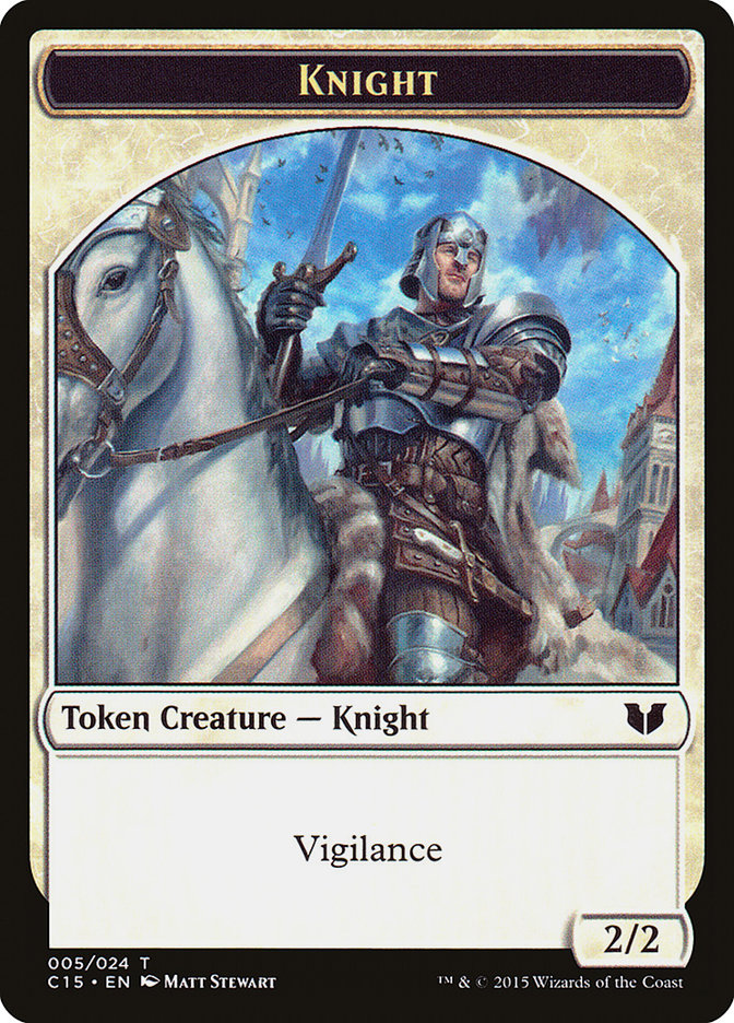 Gold // Knight (005) Double-Sided Token [Commander 2015 Tokens] | Rook's Games and More