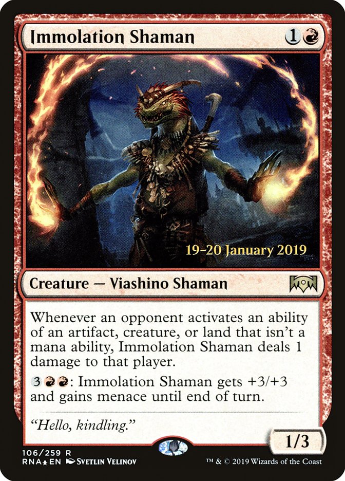 Immolation Shaman [Ravnica Allegiance Prerelease Promos] | Rook's Games and More